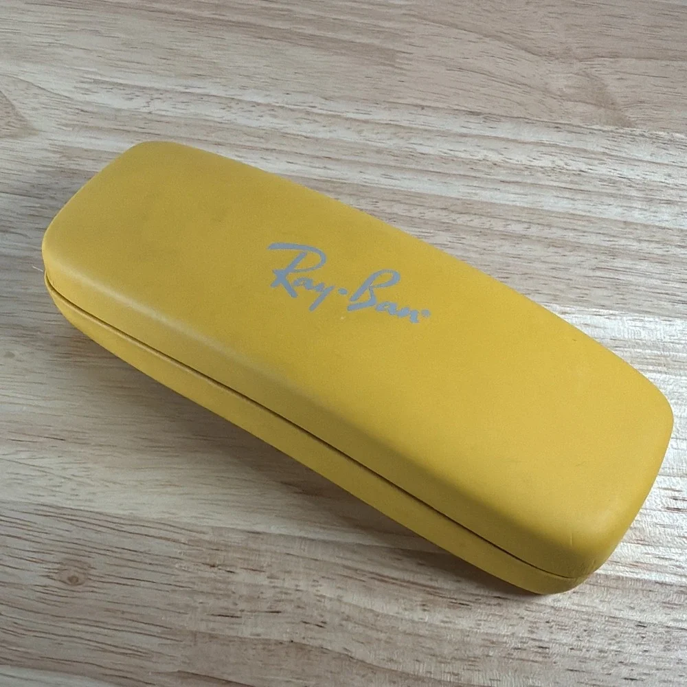 RAY-BAN Eyeglass Sunglass Case Hard Shell Vibrant YELLOW Flip Top Red Interior